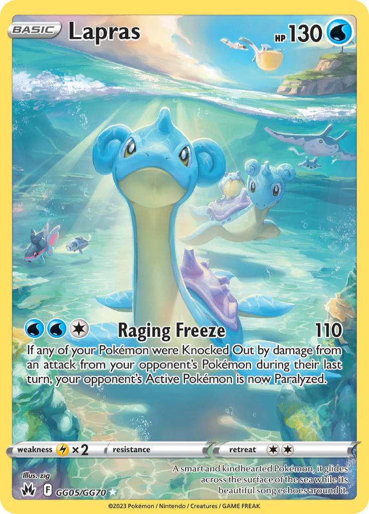 Pokemon TCG! Lapras 2023 Crown Zenith #GG05/GG70 Trainer Gallery