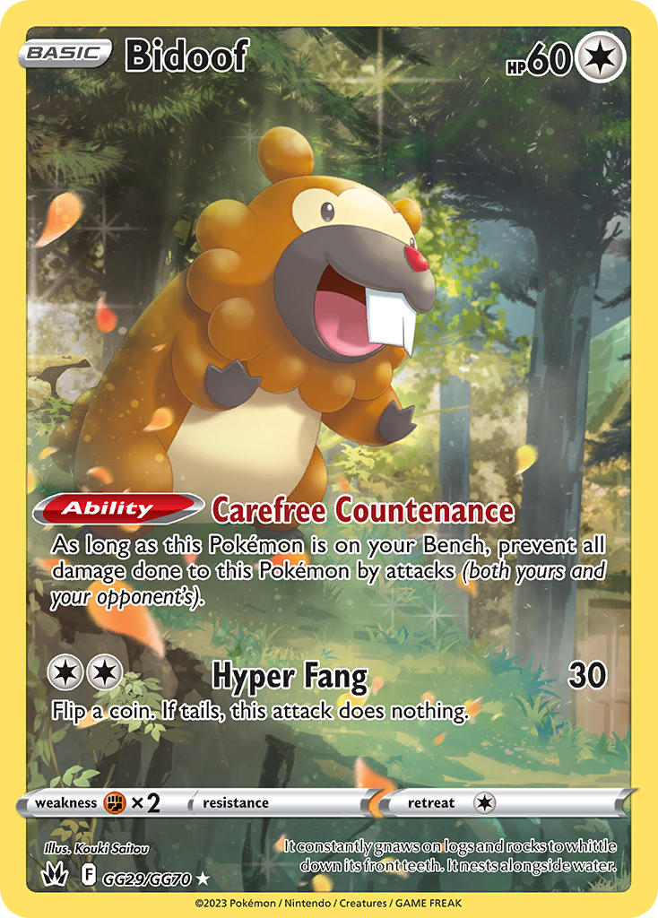 Pokemon TCG! Bidoof 2023 Crown Zenith #GG29/GG70 Trainer Gallery