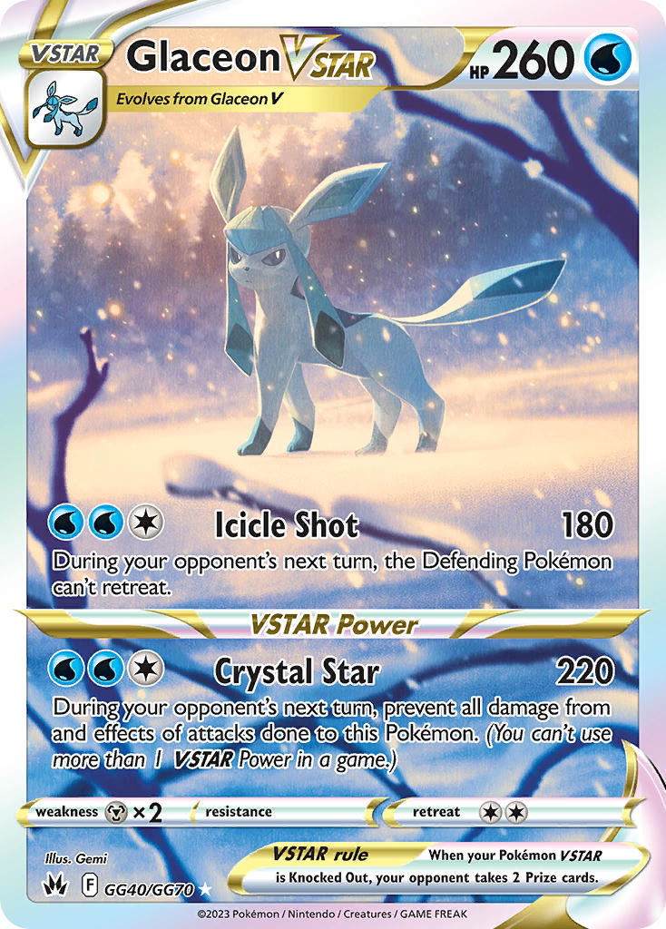 Pokemon TCG! Glaceon VSTAR 2023 Crown Zenith #GG40/GG70 Trainer Gallery Near Mint