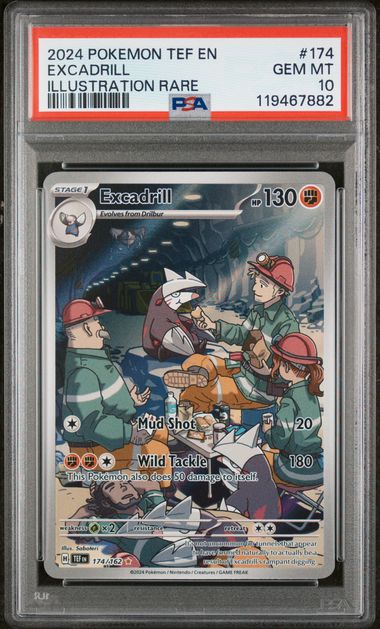 Pokemon TCG! 2024 POKEMON TEF EN-TEMPORAL FORCES #174 EXCADRILL ILLUSTRATION RARE PSA 10