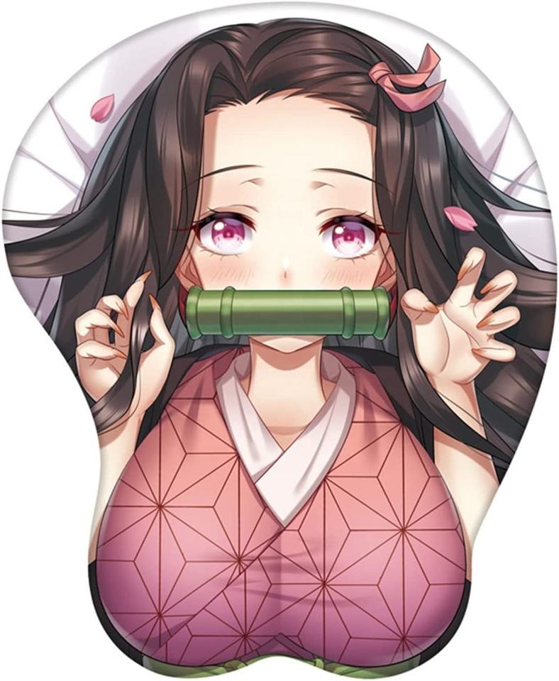 Character Cute Girl Nezuko Demon Slayer Breast Oppai Gaming Mouse Pad with Wrist Rest Support