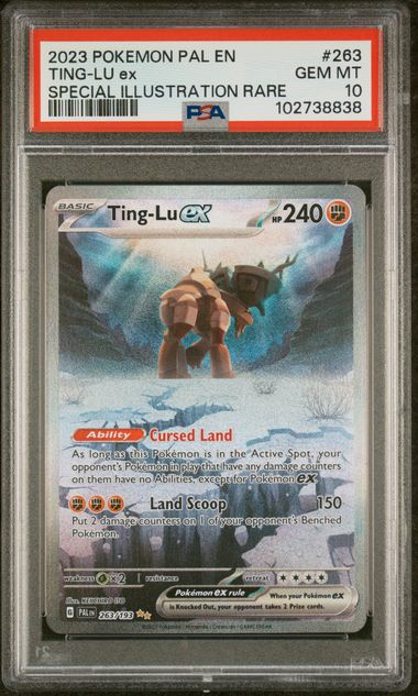 Pokemon TCG! 2023 POKEMON PAL EN-PALDEA EVOLVED #263 TING-LU ex SPECIAL ILLUSTRATION RARE PSA 10