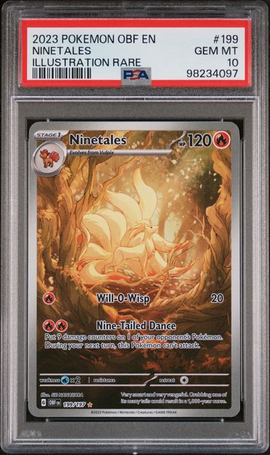 Pokemon TCG! 2023 POKEMON OBF EN-OBSIDIAN FLAMES #199 NINETALES ILLUSTRATION RARE PSA 10