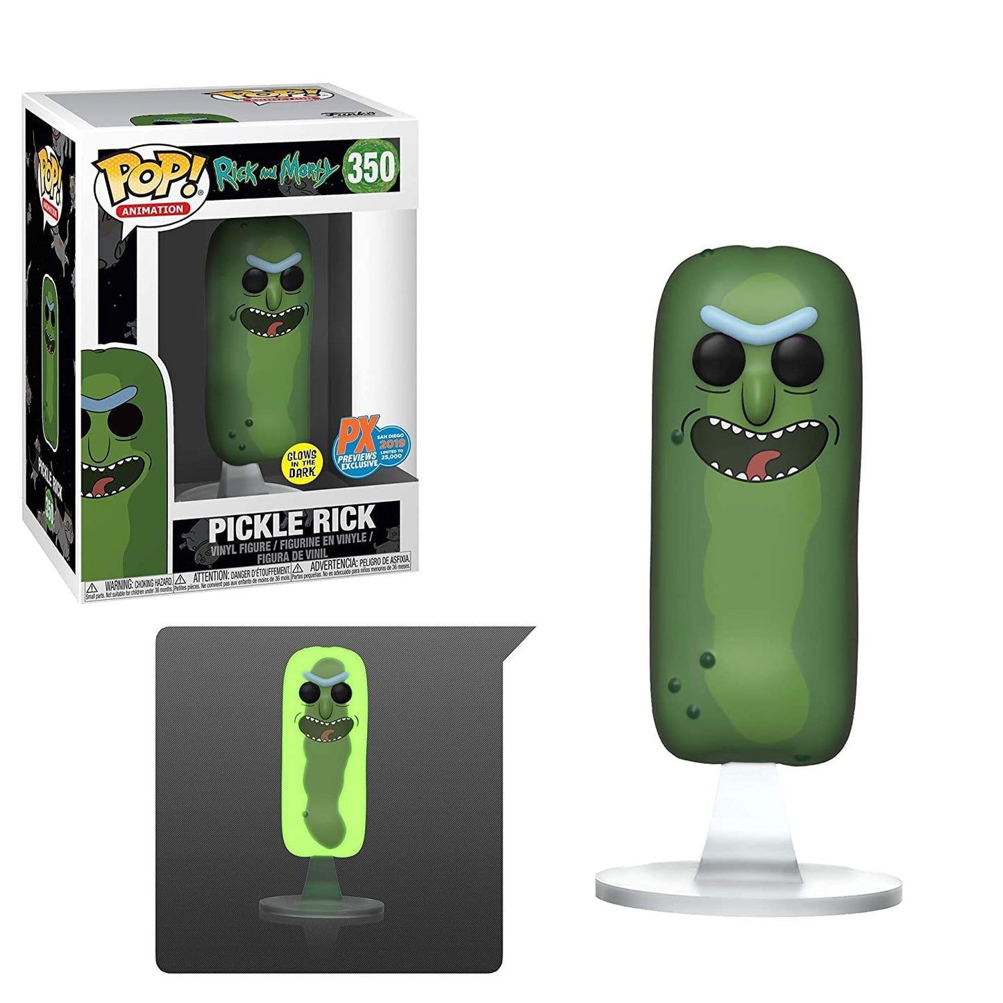 Funko POP! Animation: Rick And Morty #350 Pickle Rick GITD PX limited 25k! + Protector!