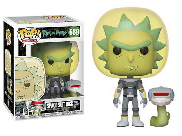 Funko POP! Animation: Rick and Morty #689 - Space Suit Rick with snake + Protector