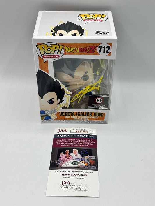 Funko Pop! Vegeta (galick gun) Dragon ball Z autographed signed Chris Sabat w/ coa + pop protector