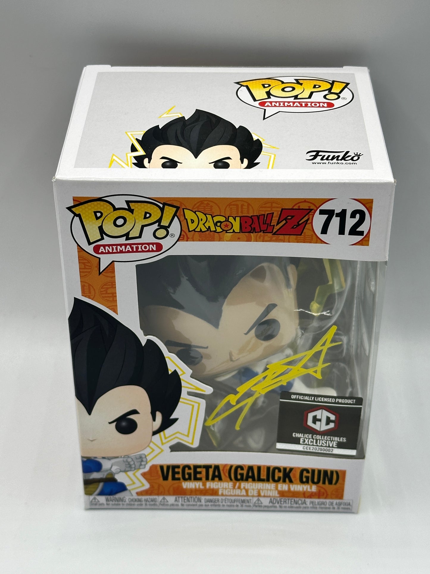 Funko Pop! Vegeta (galick gun) Dragon ball Z autographed signed Chris Sabat w/ coa + pop protector