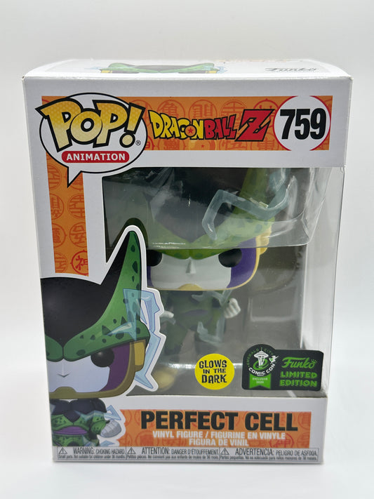 Funko Pop! Vinyl: Dragon Ball Z - Perfect Cell (GITD) - ECCC 2020 Official Con Sticker + PoP Protector