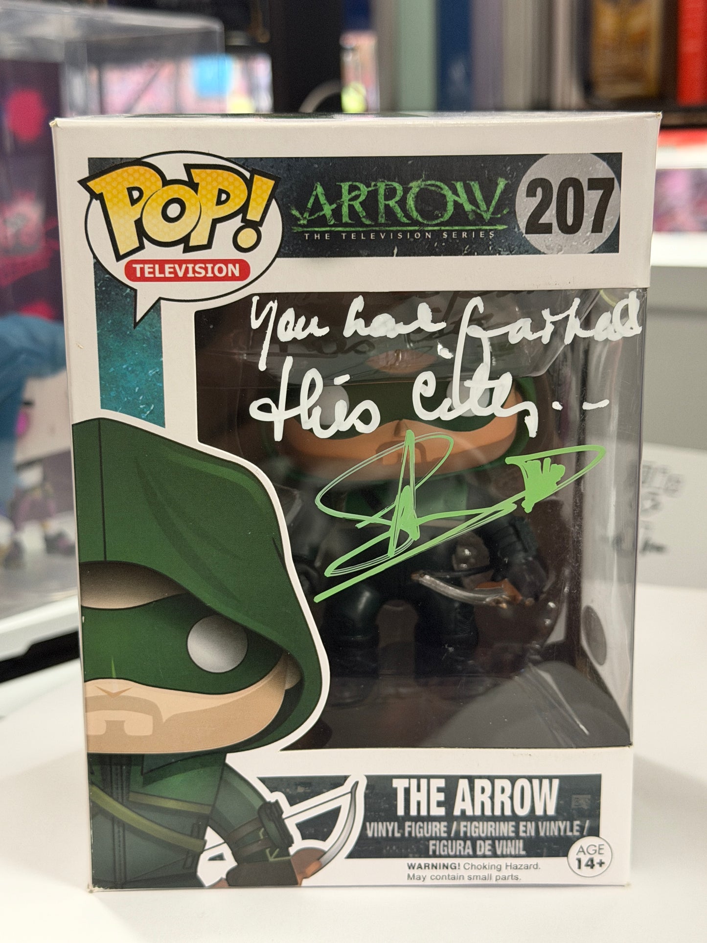 Signed Funko Pop! Arrow - Stephen Amell Autograph with "You Have Failed This City" Inscription + Protector