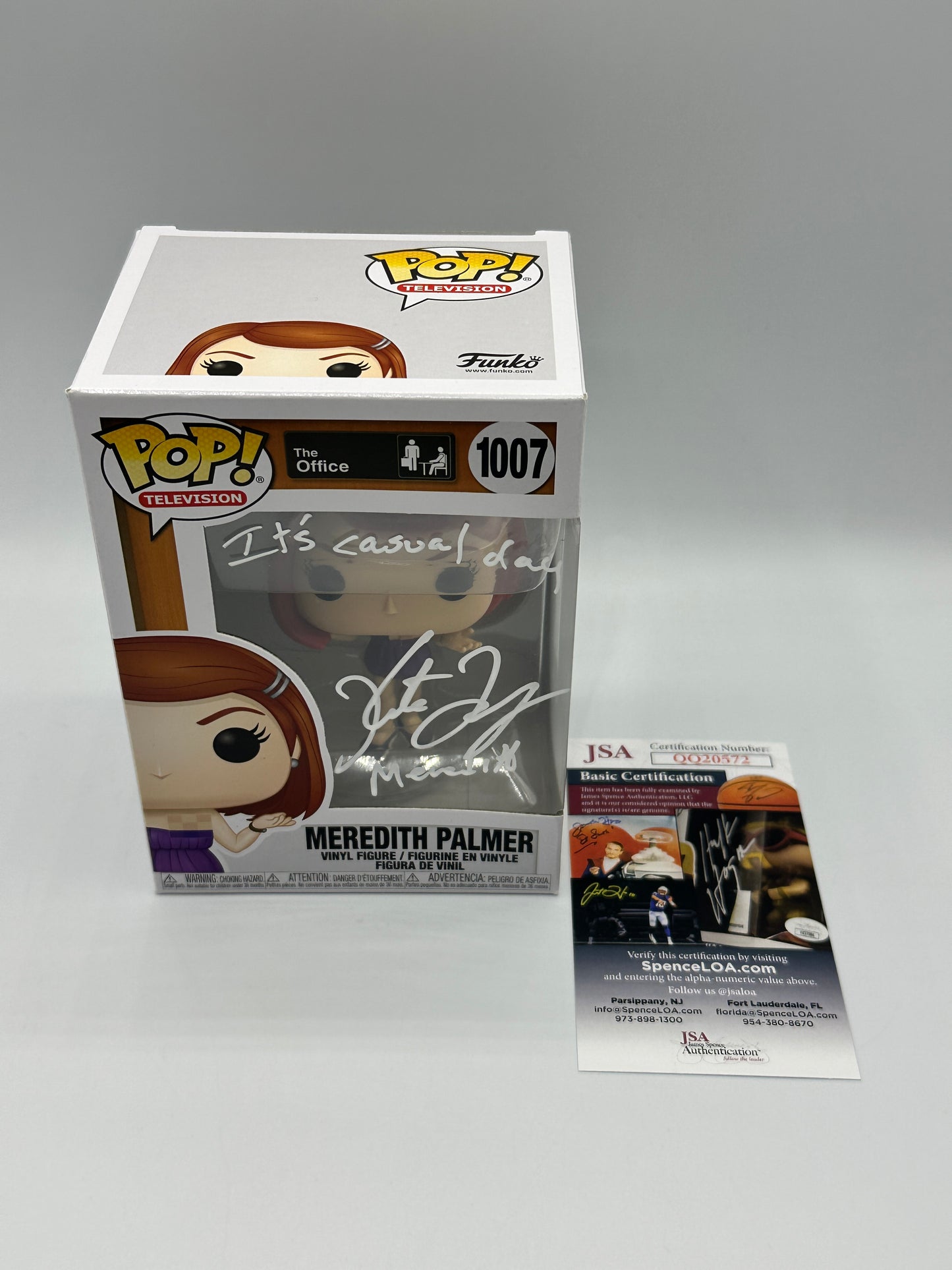 Kate Flannery Signed Autographed Casual Friday  Meredith Palmer 1007 The Office funko PoP! Television JSA certified + Protector