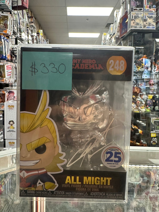 Funko POP! Animation: My Hero Academia #248 - All Might #248 25 Year Funimation - Signed by Christopher Sabat! Beckket Witnessed Certified