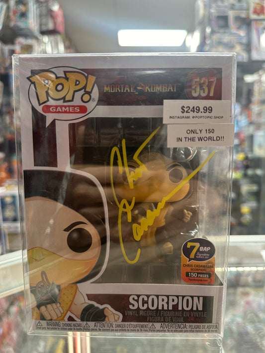Funko POP! Games: Mortal Kombat #537 - Scorpion signed by Chris Casamassa ONLY 150 IN THE WORLD! WITH COA