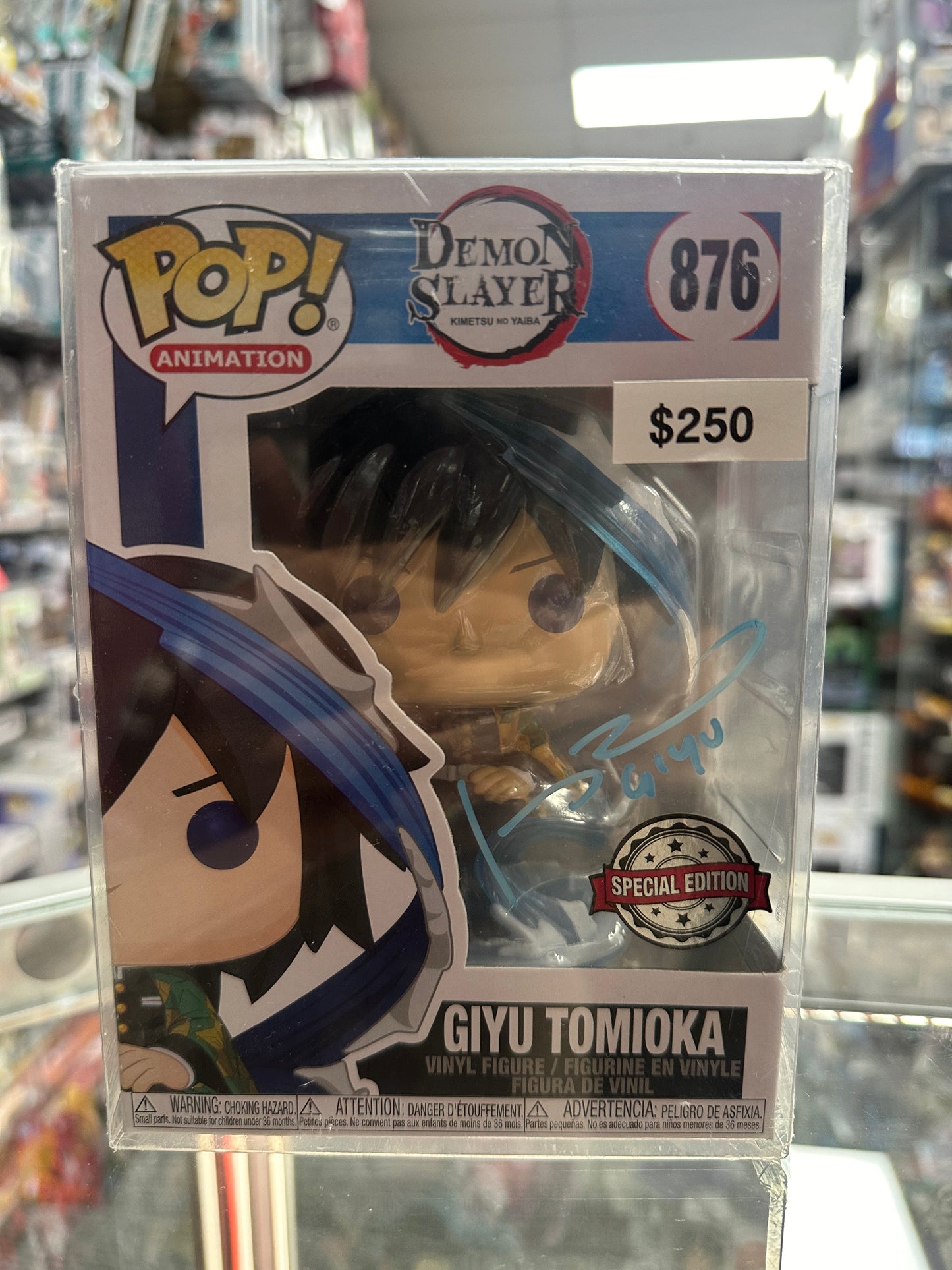 Funko POP! Animation: Demon Slayer #876 - Giyu Tomioka Special Edition Signed By Johnny Yong Bosch JSA COA + protector!