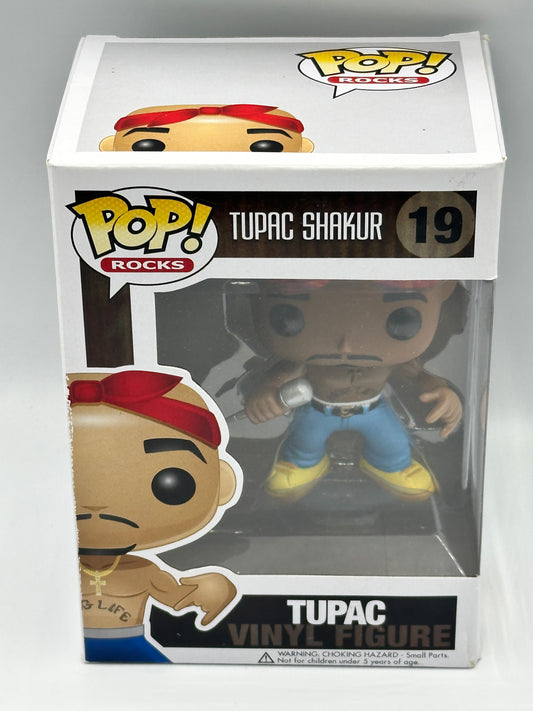 TUPAC 19 - Funko POP! Rocks Vinyl Figure 2011 Vaulted RARE (BOX IMPERFECTIONS SEE IMAGES ) + PROTECTOR