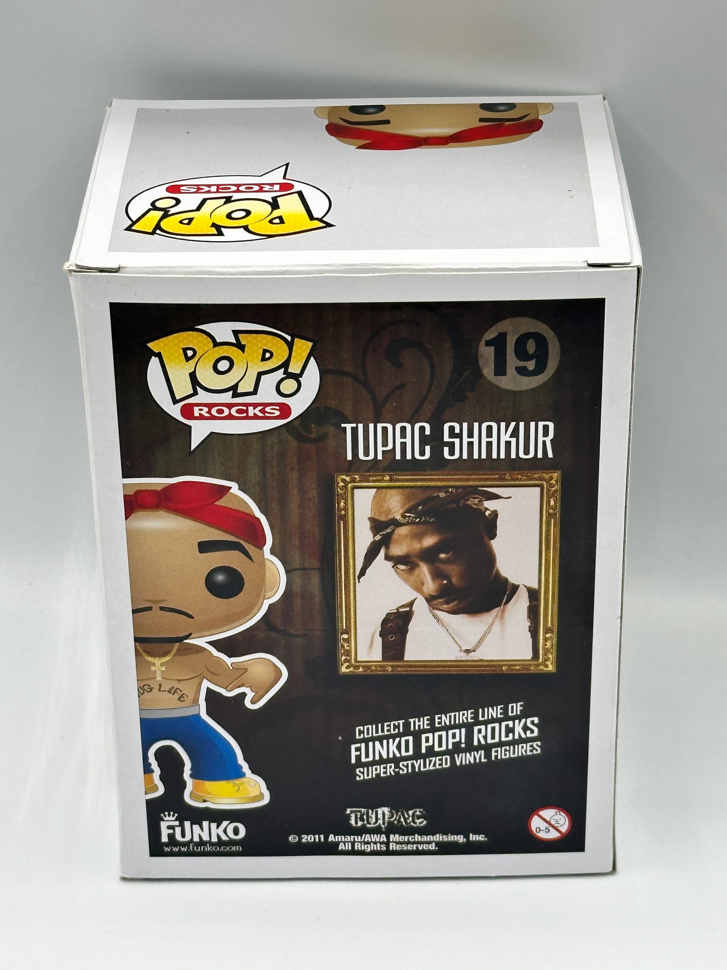 TUPAC 19 - Funko POP! Rocks Vinyl Figure 2011 Vaulted RARE (BOX IMPERFECTIONS SEE IMAGES ) + PROTECTOR