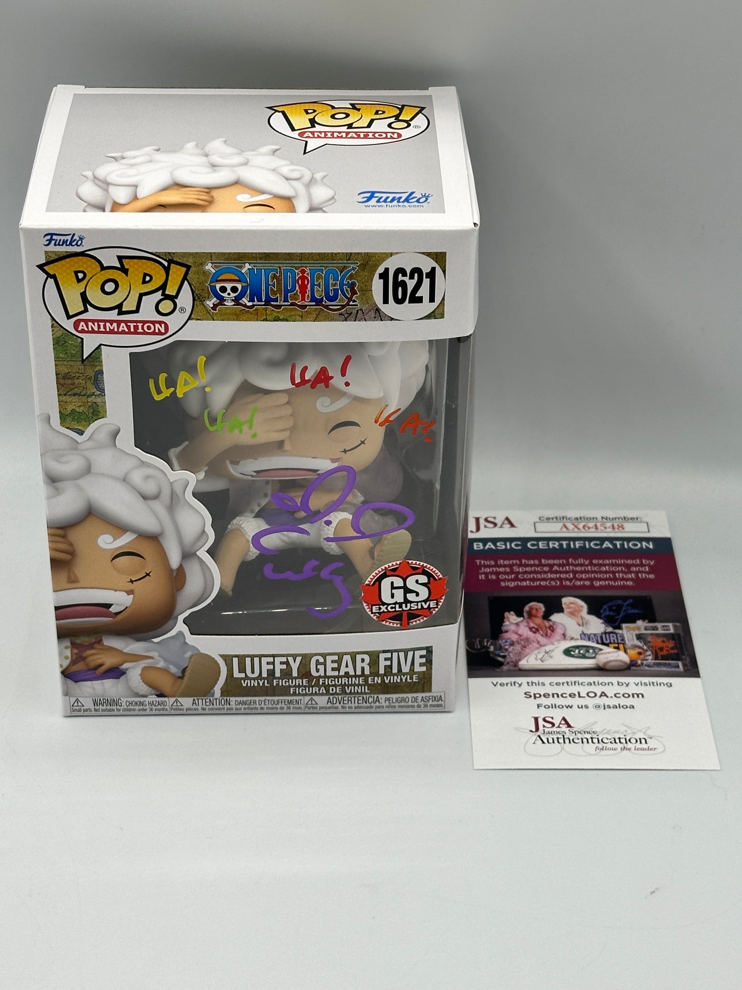 Laughing Luffy Gear Five Exclusive One Piece Signed Colleen Clinkenbeard RARE CANADIAN STICKER + PoP Protector