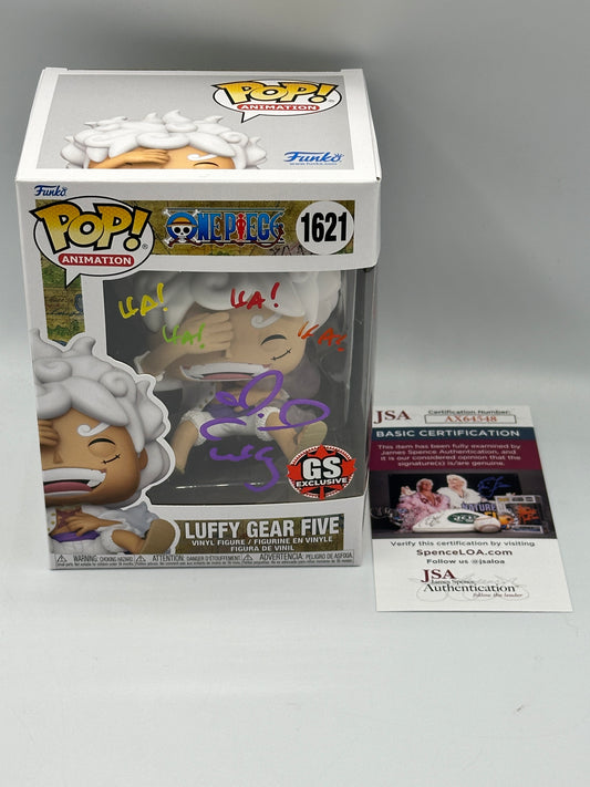 Laughing Luffy Gear Five Exclusive One Piece Signed Colleen Clinkenbeard RARE CANADIAN STICKER + PoP Protector