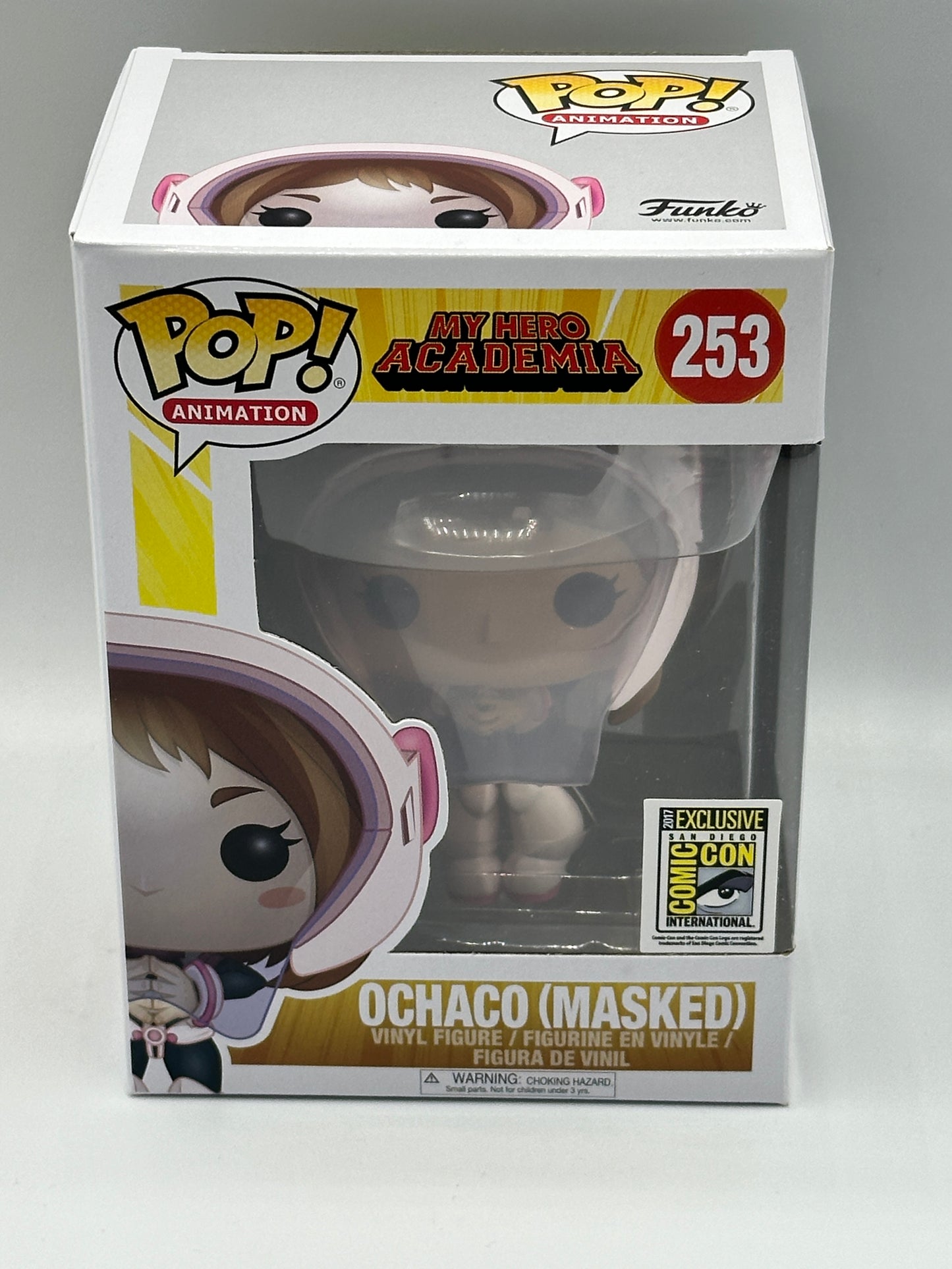 🔥RARE!🔥 FUNKO POP MY HERO ACADEMIA OCHACO (MASKED) #253 SDCC 2017 + POP PROTECTOR