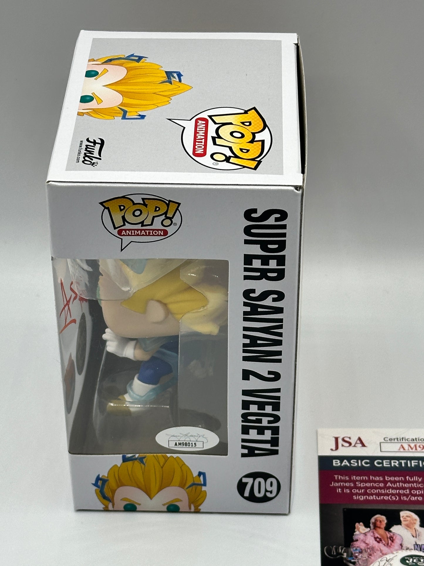 GRAIL SIGNED PSA Certificate of Authenticity Vegeta PX Chase Funko Pop Glow in the Dark + PX Previews Exclusive (GITD) #709 Signed by Christopher Sabat + PoP Protector