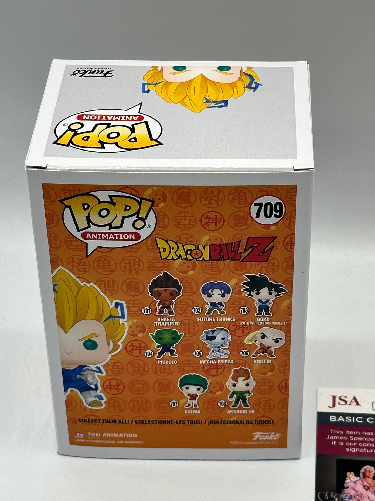 GRAIL SIGNED PSA Certificate of Authenticity Vegeta PX Chase Funko Pop Glow in the Dark + PX Previews Exclusive (GITD) #709 Signed by Christopher Sabat + PoP Protector