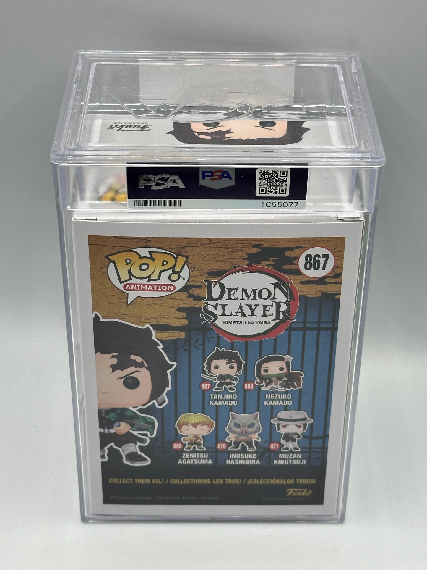 Funko Pop! Demon Slayer: Tanjiro with Mask #867 SIGNED by Zach Aguilar PSA Slab