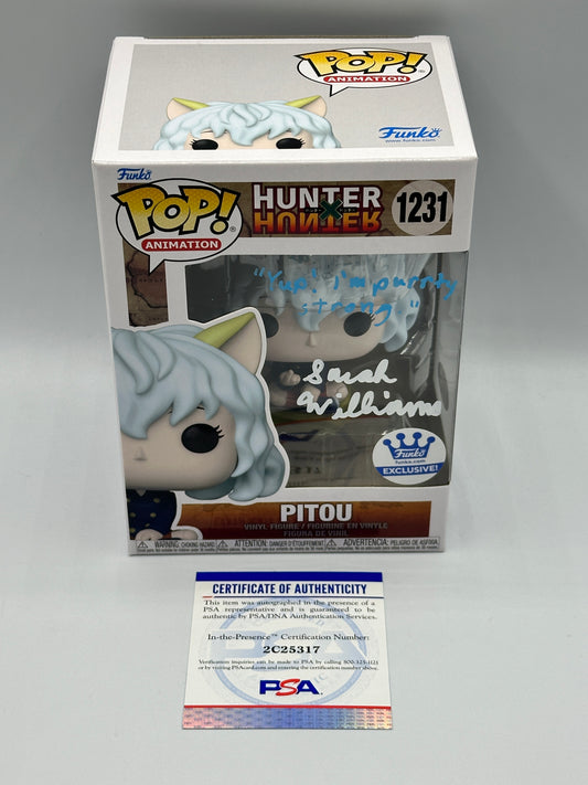 FUNKO POP! ANIMATION #1231 PITOU HUNTER x HUNTER FUNKO EXCLUSIVE SIGNED AUTOGRAPHED SARAH WILLIAMS PSA COA + PoP Protector