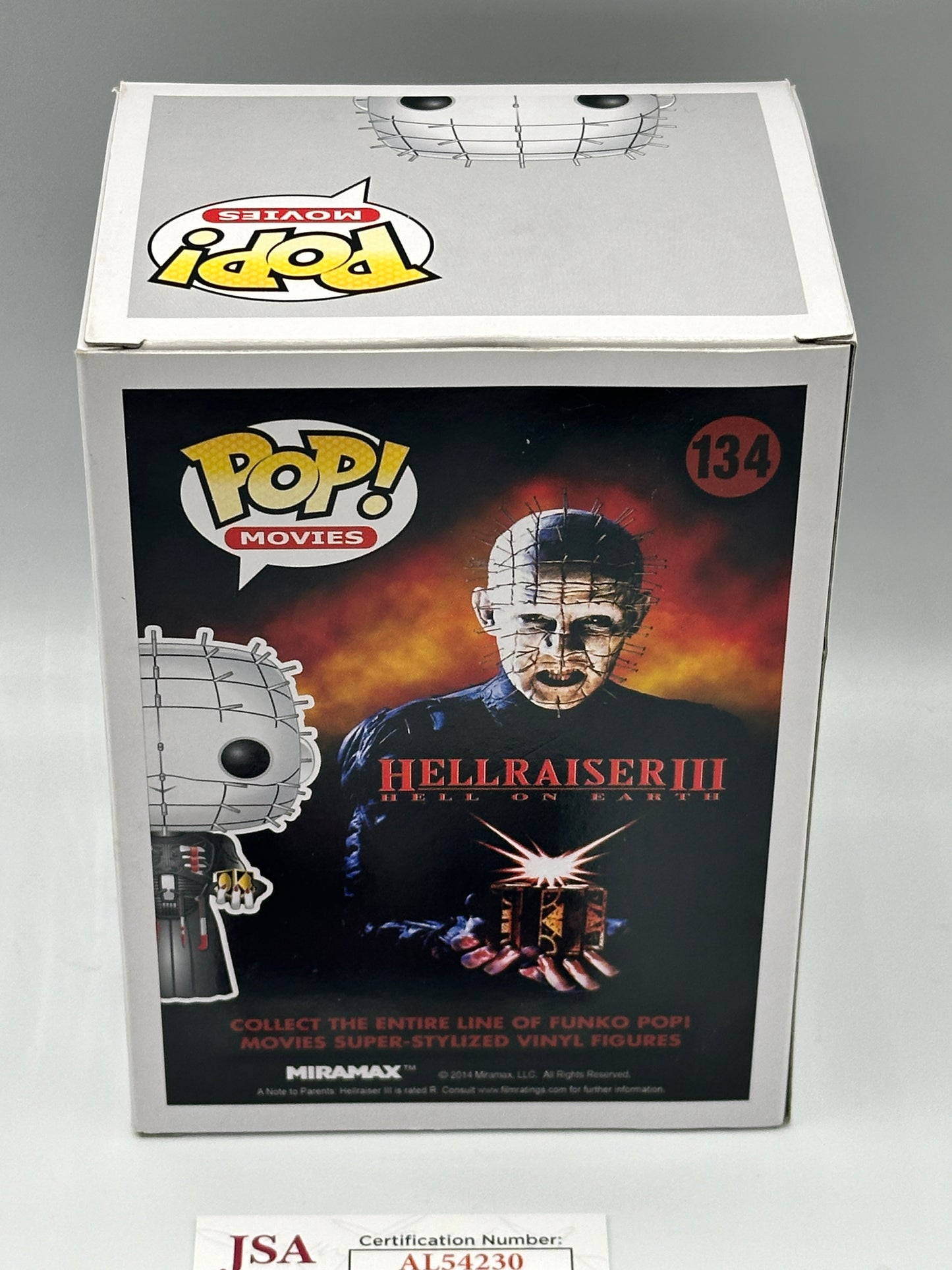 Grail - Doug Bradley Hand Signed in Red - Funko Pop Pinhead Hellraiser III Hell on earth #134 JSA COA + PoP protector