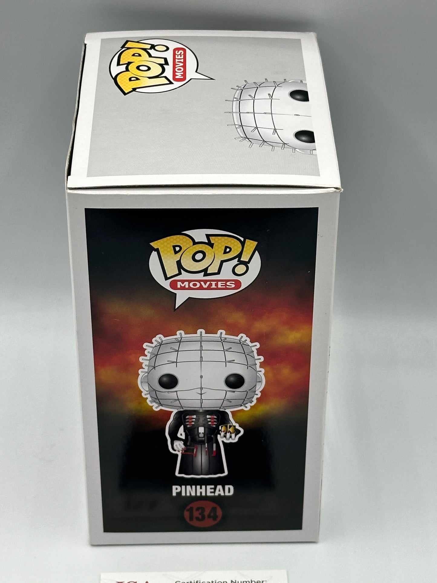 Grail - Doug Bradley Hand Signed in Red - Funko Pop Pinhead Hellraiser III Hell on earth #134 JSA COA + PoP protector