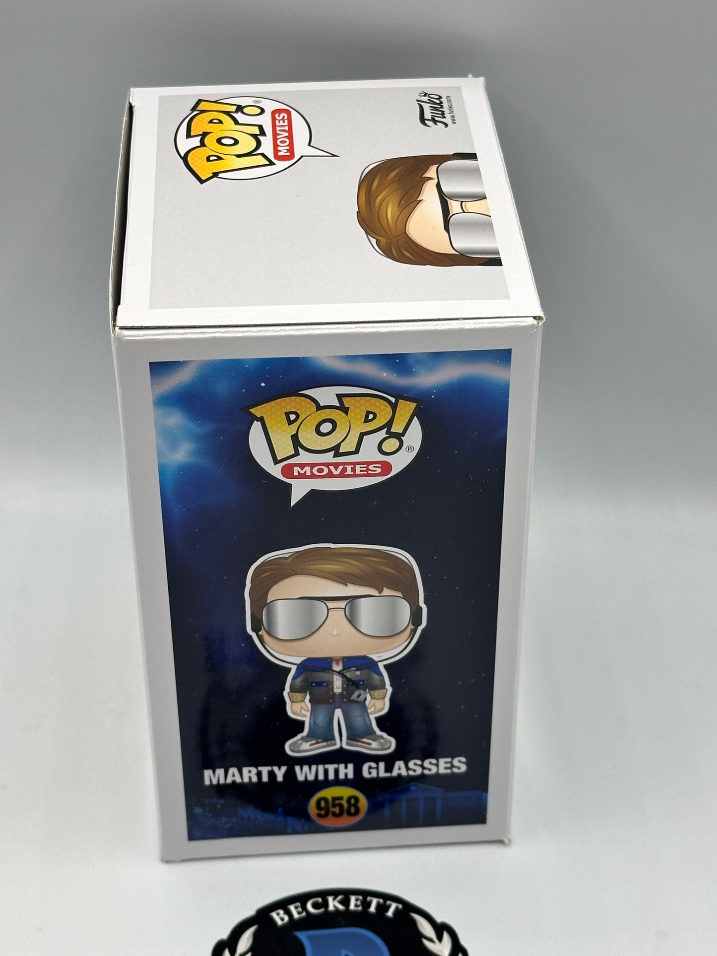 Grail - Michael J. Fox Signed Back To The Future Marty With Glasses Funko Pop #958 Beckett Authentication + Protector