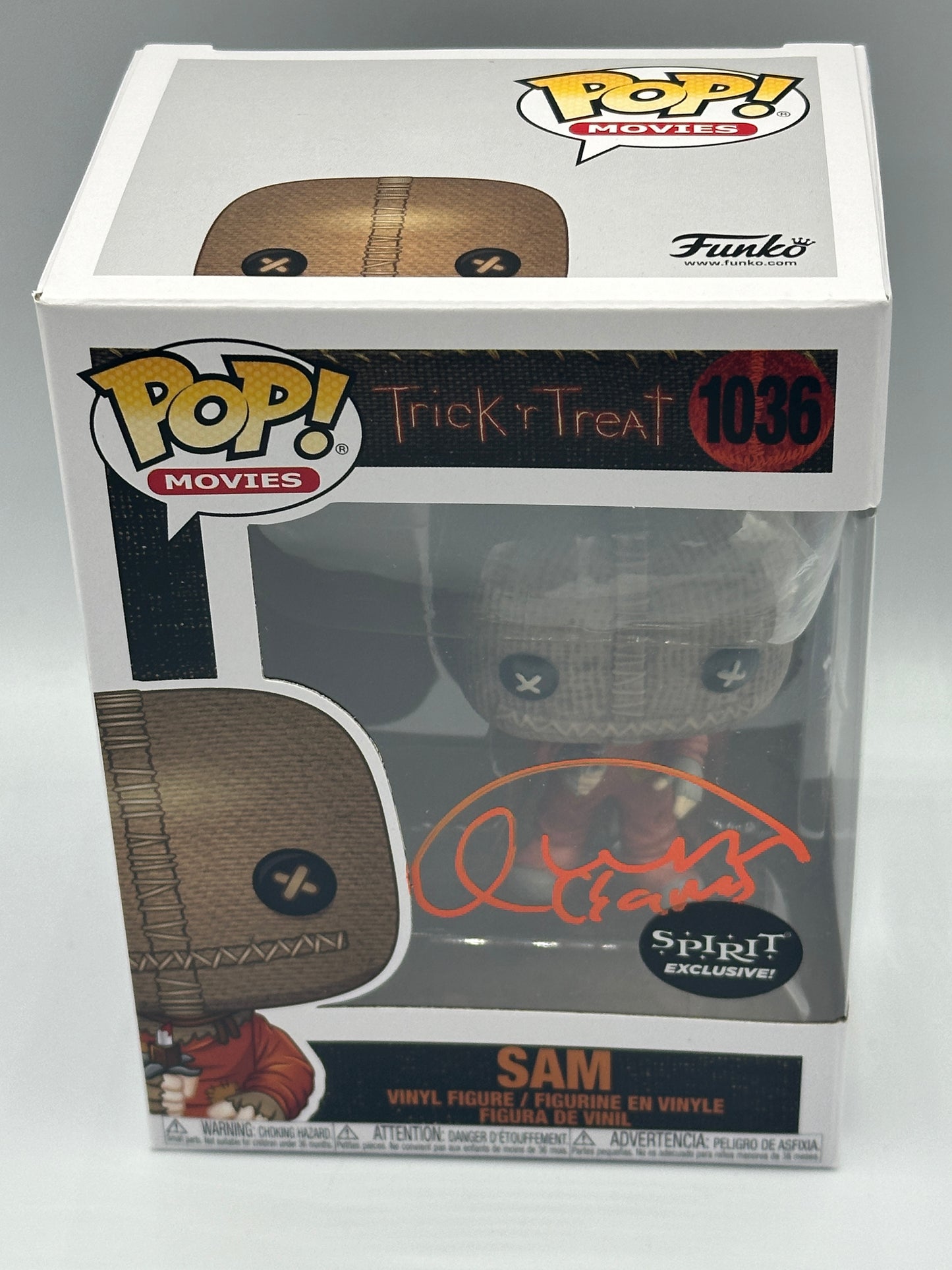 Funko Pop #1036 Sam Trick R Treat signed by Quinn Lord JSA Authentic Certified + PoP Protector