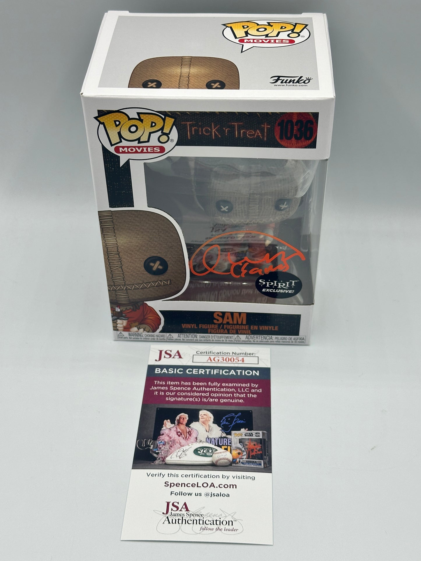 Funko Pop #1036 Sam Trick R Treat signed by Quinn Lord JSA Authentic Certified + PoP Protector