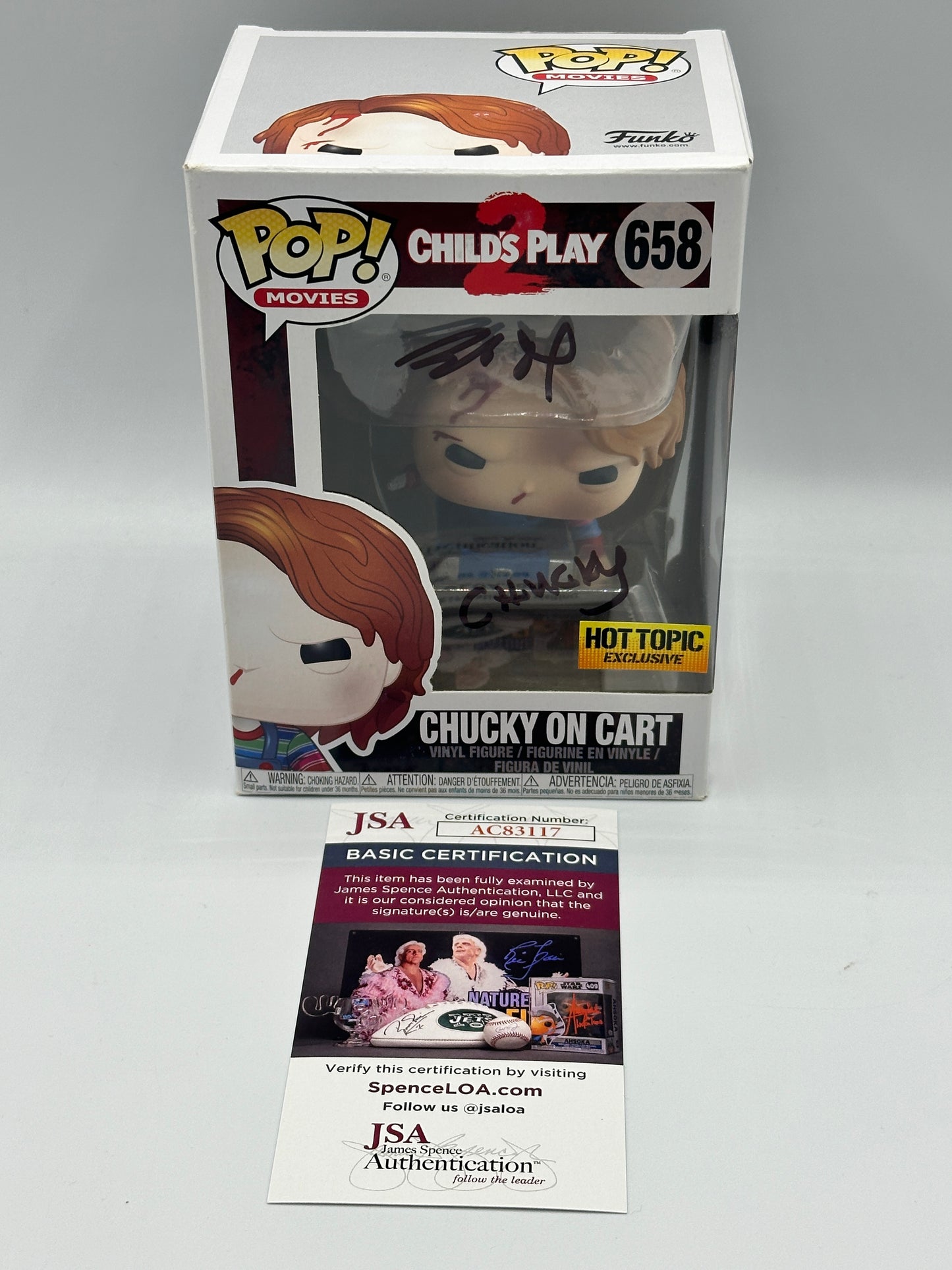 Brad Dourif autographed signed child's play 2 Chucky on cart funko pop #658