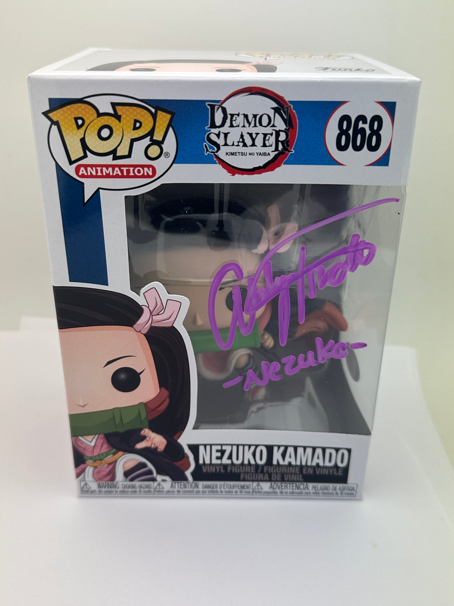 Funko POP! Animation: Demon Slayer - Nezuko Kamado Signed Abby Trott PSA #868 + PoP Protector