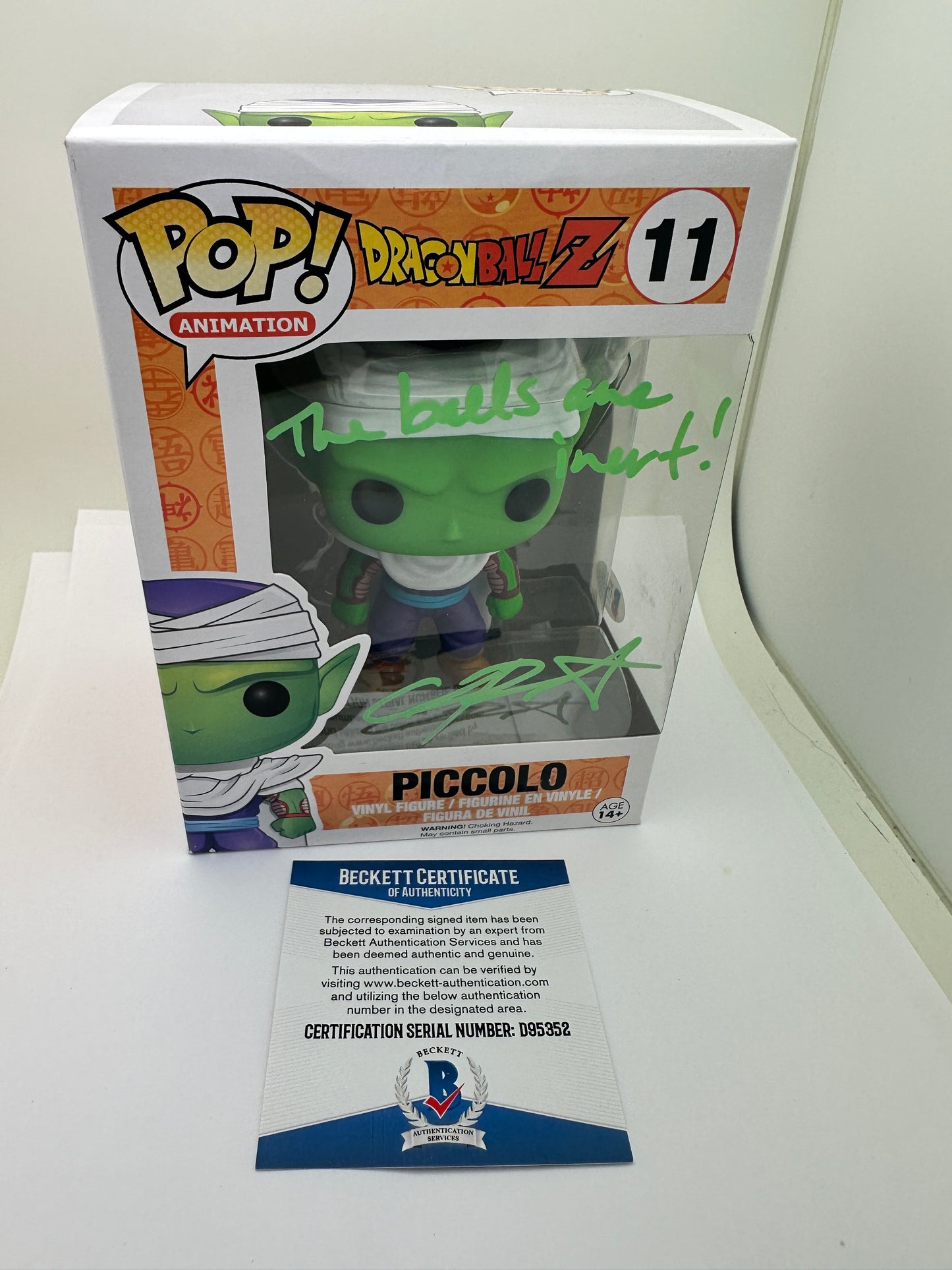 Chris SABAT SIGNED Funko Pop 11 Autograph PICCOLO beckett certified Dragon Ball Z DBZ + PoP Protector