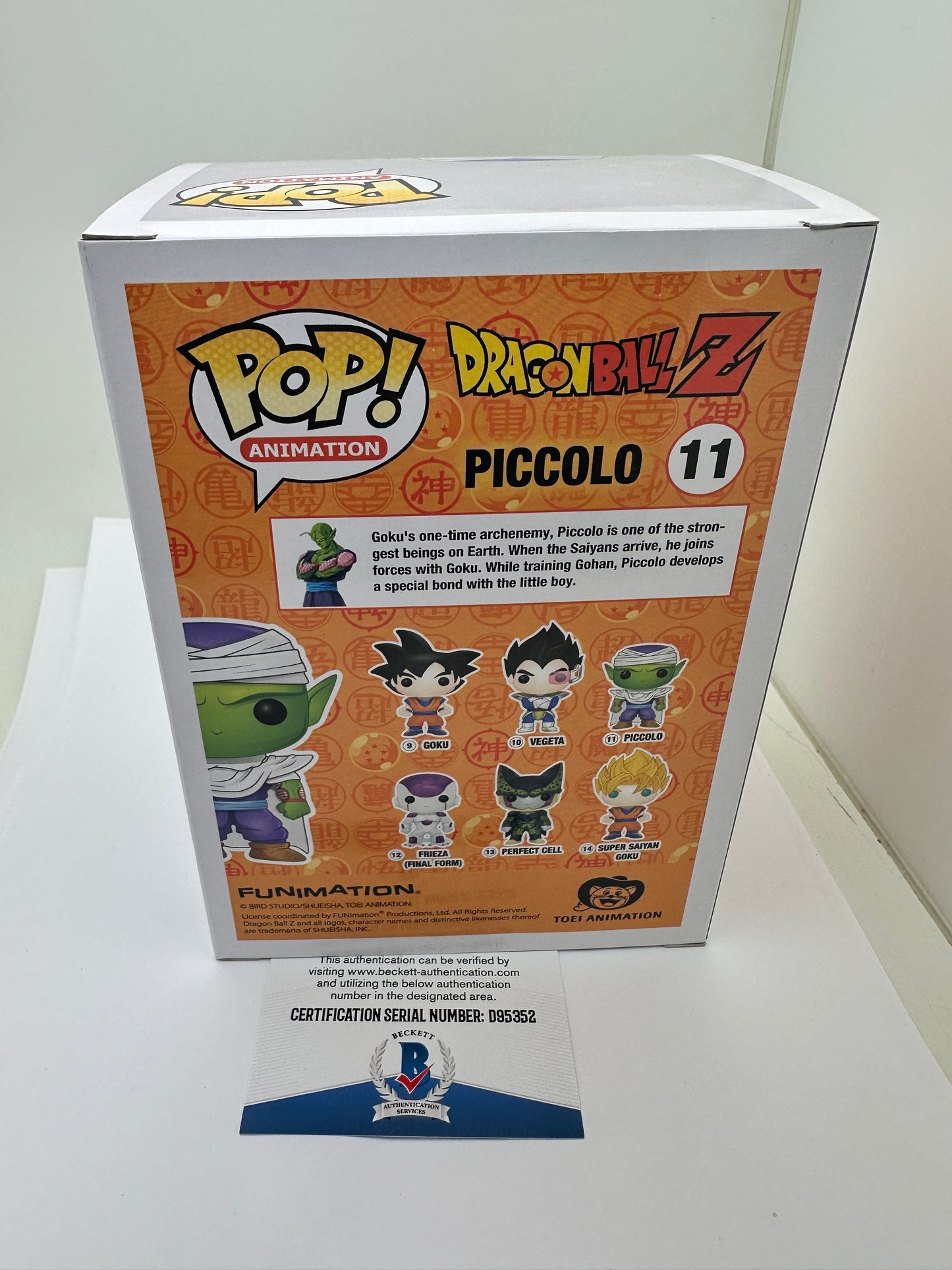 Chris SABAT SIGNED Funko Pop 11 Autograph PICCOLO beckett certified Dragon Ball Z DBZ + PoP Protector