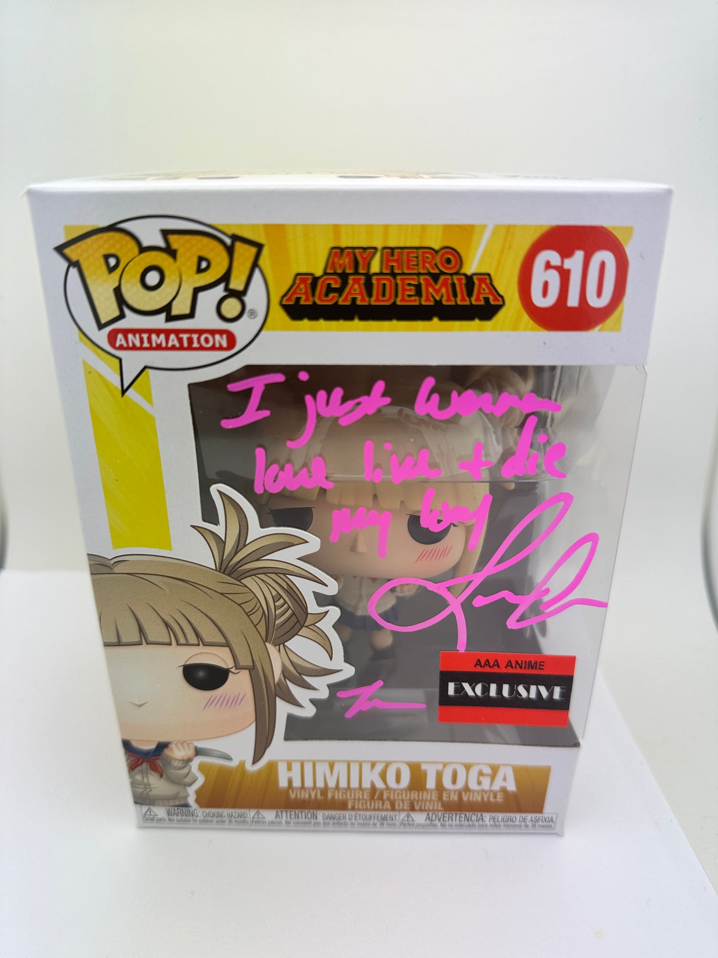 Leah Clark Signed Himiko Toga Funko Pop #610 Exclusive My Hero Academia PSA COA + PoP Protector