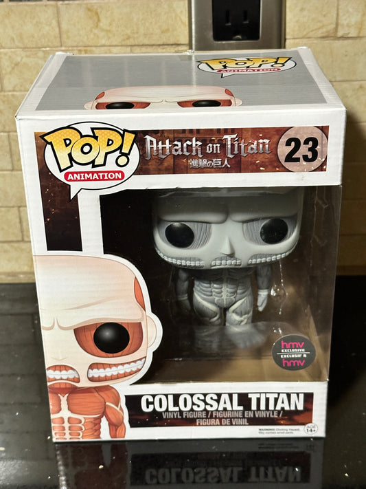 Funko Colossal Titan 23 HMV Black & White Attack on Titan Animation + Pop Protector