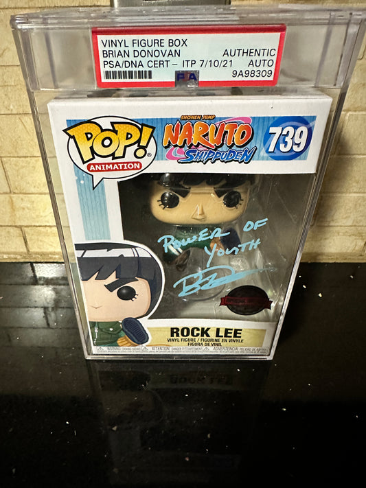 Brian Donovan Rock Lee Signed Funko Pop 739 PSA Hardstack Encapsulated Naruto Shippuden Authentic