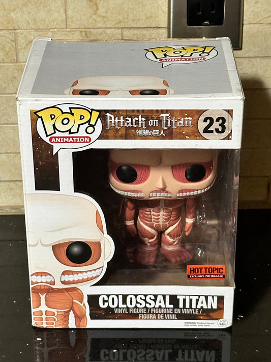 Attack on Titan Colossal Titan Hot Topic Pre - Release 6” Funko Pop 23 + Protector