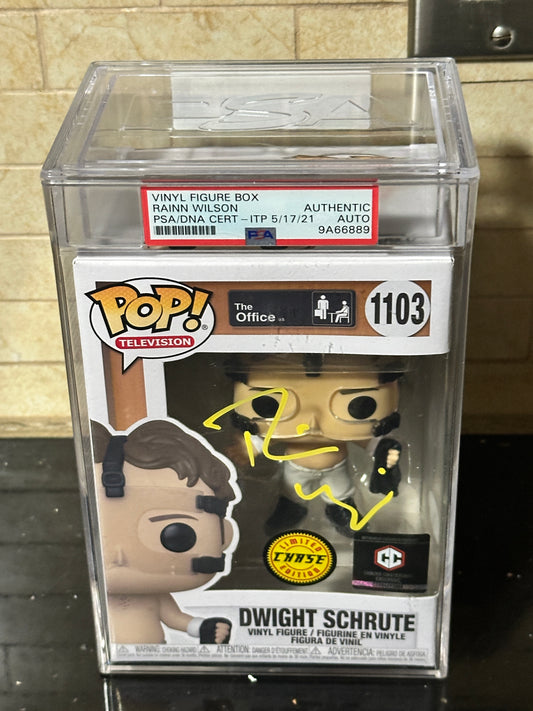 Funko Pop The Office 1103 Chase Dwight Schrute signed Rainn Wilson (Basketball) (Shirtless) PSA Authentic Hardcase encapsulated