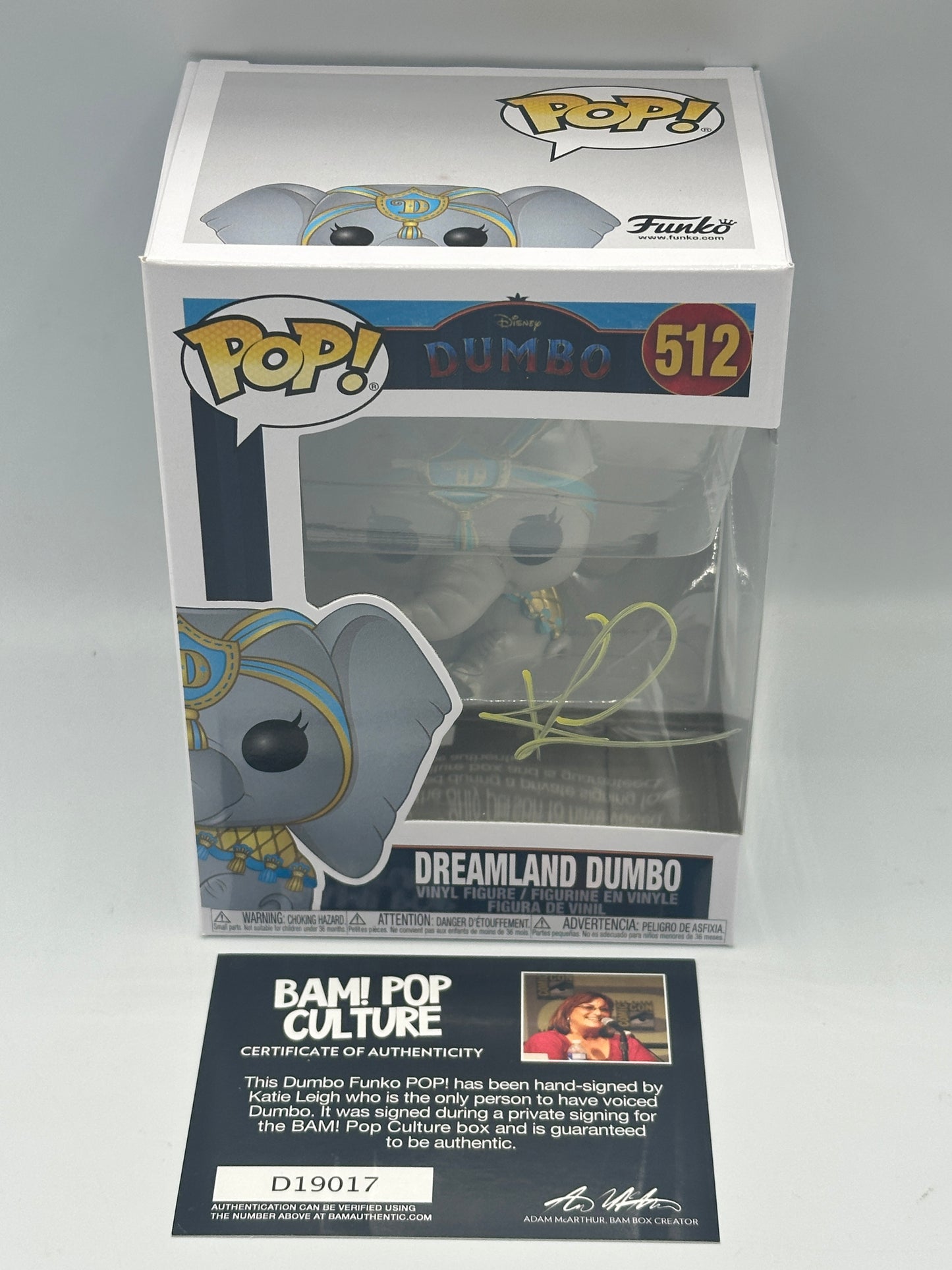 Funko Pop! Disney Dumbo - Dreamland Dumbo 512 signed by voice actress Katie Leigh + Free Protector