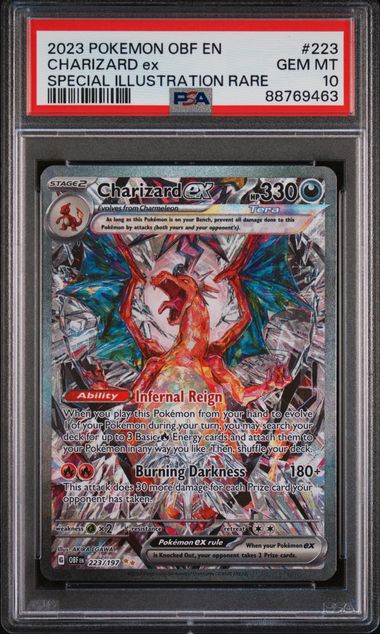 Pokemon TCG! 2023 POKEMON OBF EN-OBSIDIAN FLAMES #223 CHARIZARD ex SPECIAL ILLUSTRATION RARE PSA 10