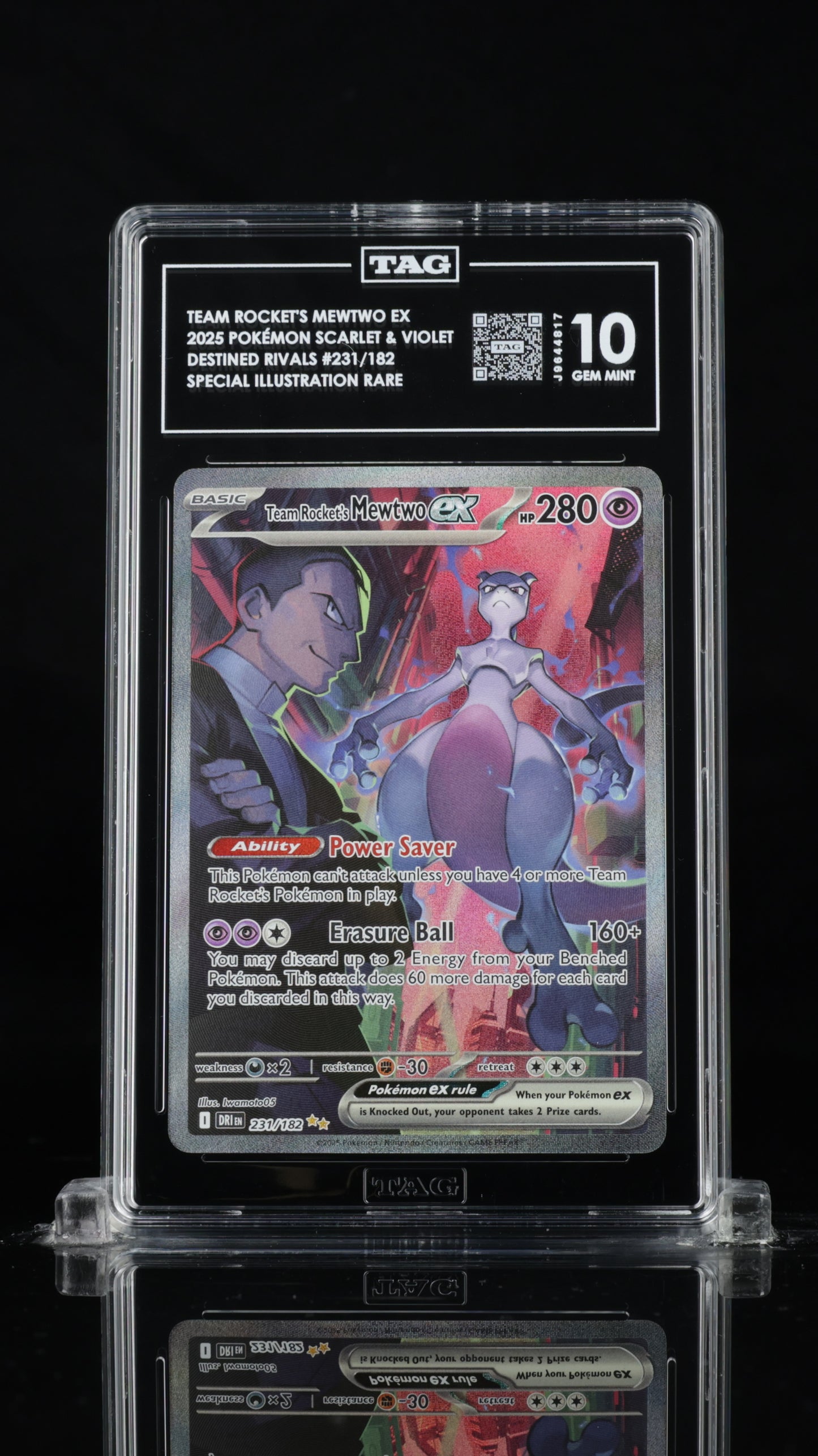 Pokemon TCG! Team Rocket's Mewtwo EX 2025 Scarlet & Violet DESTINED RIVALS #231/182 SIR TAG 10