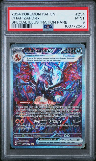 Pokemon TCG! 2024 POKEMON PAF EN-PALDEAN FATES #234 CHARIZARD ex SPECIAL ILLUSTRATION RARE PSA 9