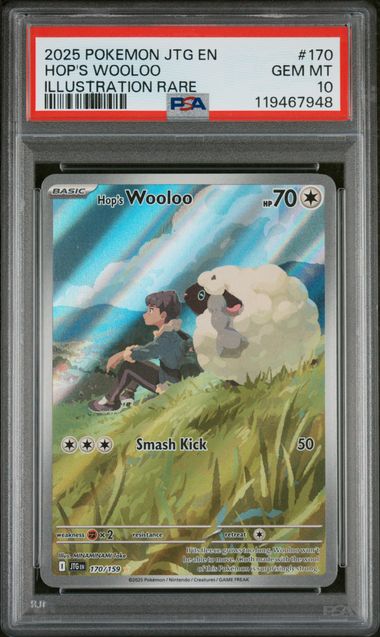 Pokemon TCG! 2025 POKEMON JTG EN-JOURNEY TOGETHER #170 HOP'S WOOLOO ILLUSTRATION RARE PSA 10