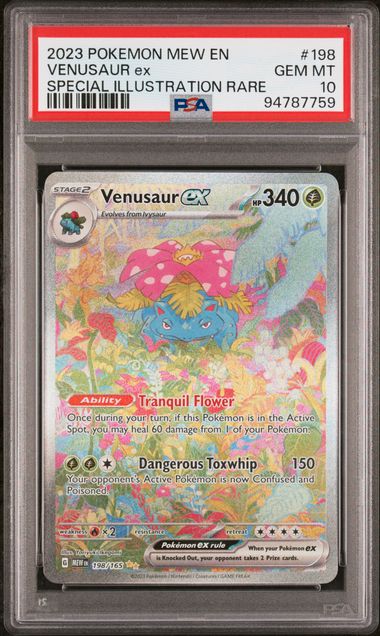 Pokemon TCG! 2023 POKEMON MEW EN-151 #198 VENUSAUR ex SPECIAL ILLUSTRATION RARE PSA 10
