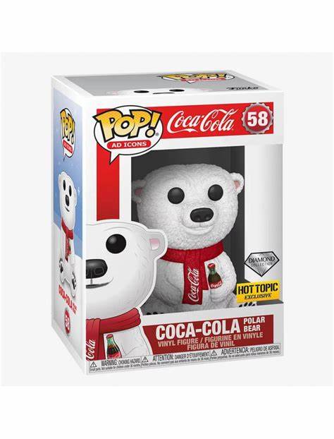 Funko POP! Ad Icons - Coca-cola Polar Bear Hot Topic Diamond #58 + PROTECTOR!