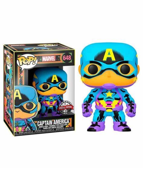 Funko POP! Marvel #648 - Captain America Special Edition Blacklight + PROTECTOR!