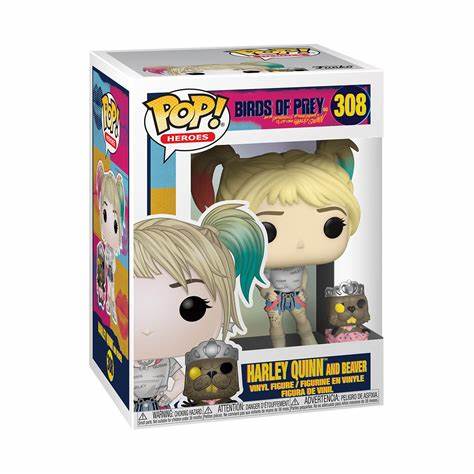 Funko POP! Heroes: Bird of Prey #308 - Harley Quinn and Beaver + PROTECTOR!