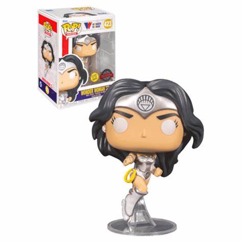 Funko POP! Heroes: Wonder Woman White Lantern #423 GITD Special Edition + PROTECTOR!